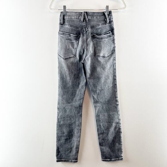 Good American Good Legs Cropped Skinny Button Fly High Rise Jeans Black 2 - Picture 10 of 11